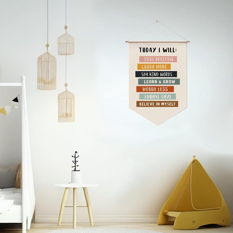 WCDHOR Today I Will Positive Wall Hanging, Educational Wall Art, Inspirational Quotes For Kids, Classroom Decor, Affirmation Wall Decor, Kids Wall Decor, Classroom Décor, Kids Affirmation Hanging Banners - Image 3